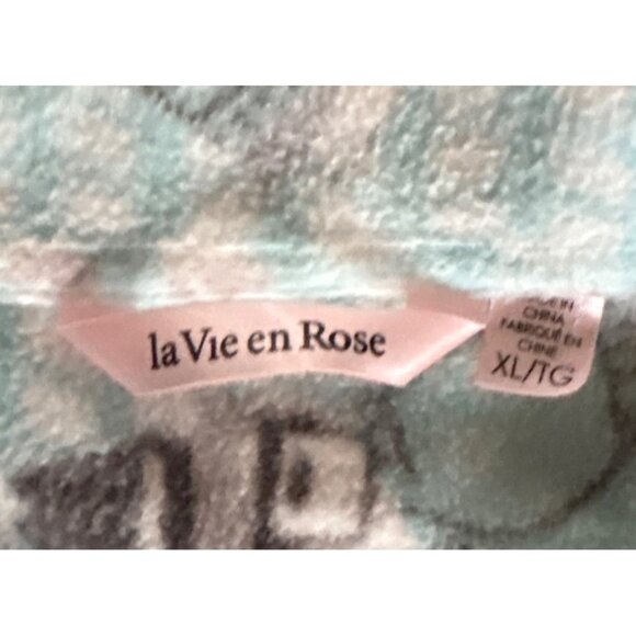 La Vie En Rose Pajama Set XL Womens Winter Fleece Blue Grn Owl Print Lounge Pock - Picture 4 of 8